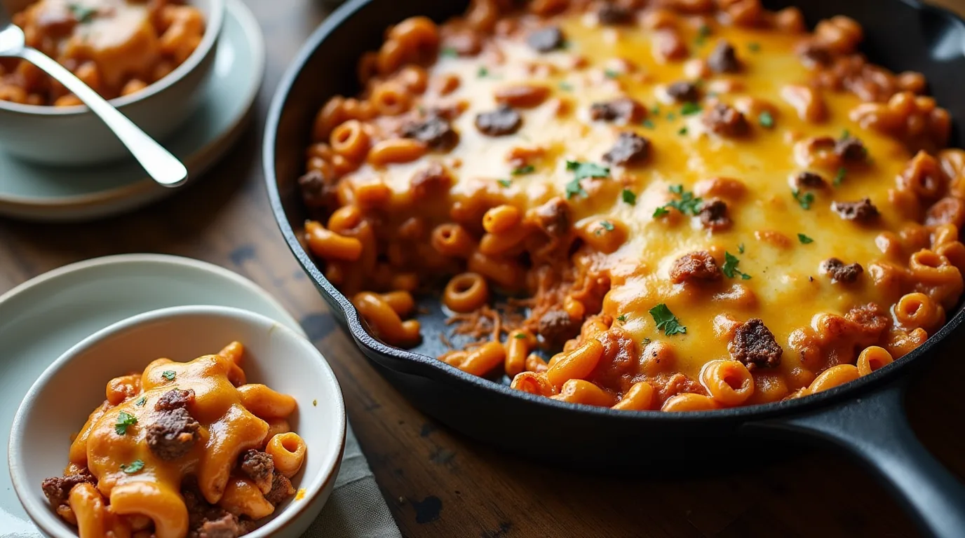 Beef and Cheese Pasta Skillet
