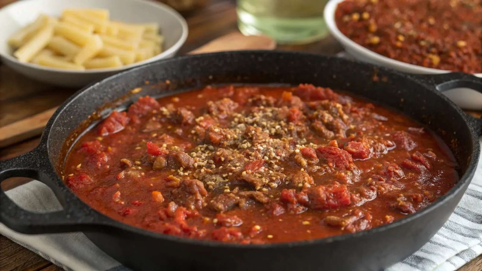 Spicy Ground Beef Arrabbiata Sauce